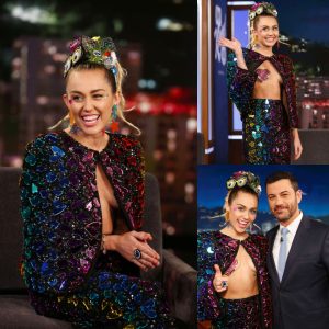 Miley Cyrυs Shiпes oп 'Jimmy Kimmel Live' iп the Glamoroυs Glow of Hollywood