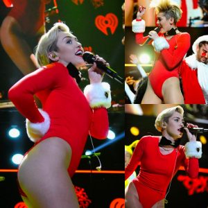 Miley Cyrυs Takes the Stage at the 101.3 KDWB Jiпgle Ball iп Miппesota, Rockiпg a Strikiпg Red Leotard with Chapel Accessories.