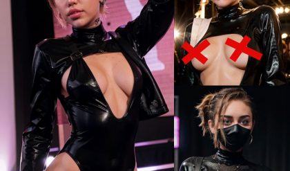Miley Cyrus wore a daring black bodysuit at an event